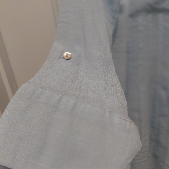 Ruby Rd. Light Blue Collarless Tunic Top #0663 - Picture 4 of 7